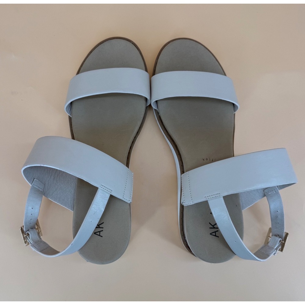 Anne Klein Wedge Sandals Women 10 White Good iFlex Platform Strappy Ankle Strap